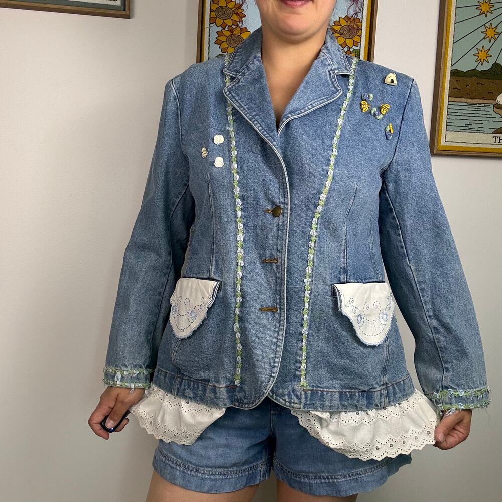 FUDA New York embellished denim jacket XL